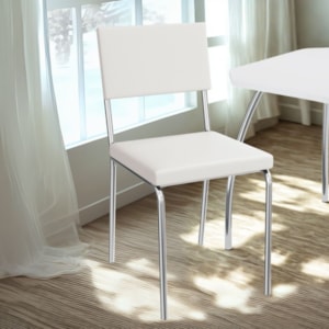 Kit 2 Cadeiras Cromada Sala Jantar 2C128CR Corino Branco Kappesberg