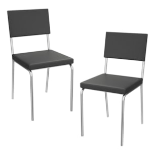 Kit 2 Cadeiras Cromada Sala Jantar 2C128CR Corino Preto Kappesberg