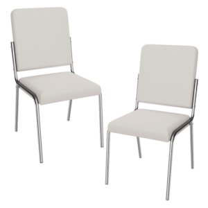 Kit 2 Cadeiras Cromada Sala Jantar 2C129CR Corino Branco Kappesberg
