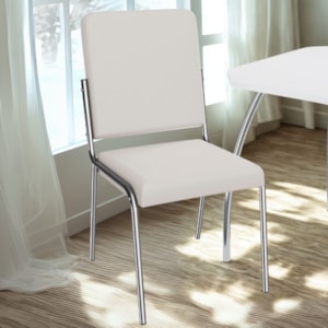 Kit 2 Cadeiras Cromada Sala Jantar 2C129CR Corino Branco Kappesberg