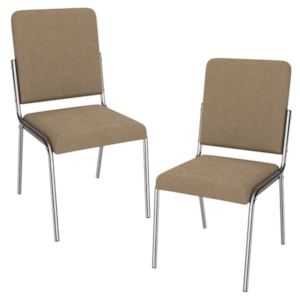 Kit 2 Cadeiras Cromada Sala Jantar 2C129CR Corino Capuccino Kappesberg
