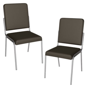 Kit 2 Cadeiras Cromada Sala Jantar 2C129CR Corino Marrom Kappesberg