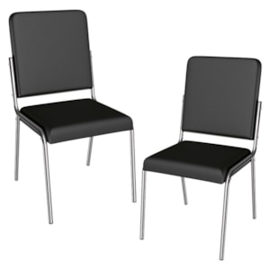 Kit 2 Cadeiras Cromada Sala Jantar 2C129CR Corino Preto Kappesberg