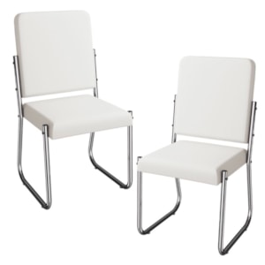 Kit 2 Cadeiras Cromada Sala Jantar 2C139CR Corino Branco Kappesberg