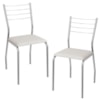 Kit 2 Cadeiras Cromada Sala Jantar 2C140CR Corino Branco Kappesberg