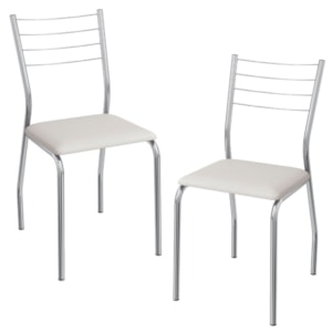 Kit 2 Cadeiras Cromada Sala Jantar 2C140CR Corino Branco Kappesberg