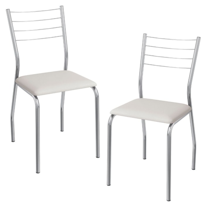 Kit 2 Cadeiras Cromada Sala Jantar 2C140CR Corino Branco Kappesberg