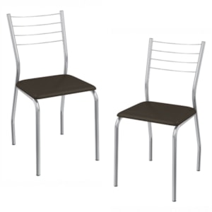 Kit 2 Cadeiras Cromada Sala Jantar 2C140CR Corino Marrom Kappesberg Kit 2 Cadeiras Cromada Sala Jantar 2C140CR Corino Marrom Kappesberg