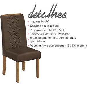 Kit 2 Cadeiras De Jantar 31073 Freijo Veludo Moca DJ Moveis