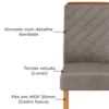 Kit 2 Cadeiras De Jantar Estofadas Lidia Veludo Lunar Cedro Dj Moveis