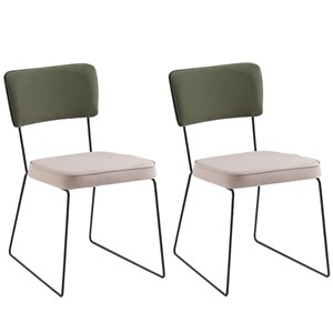 Kit 2 Cadeiras Decorativas F53X1 Linho Bege Verde Dmobiliario