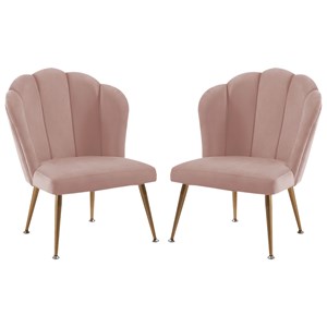 Kit 2 Cadeiras Decorativas Pes Aço Dourado F92 Veludo Rosa Dmobiliario