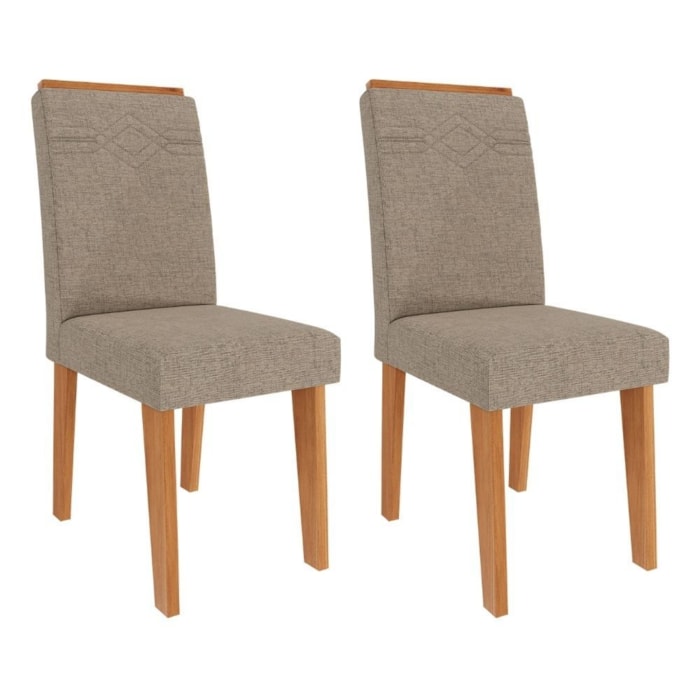 Kit 2 Cadeiras Estofadas 11058 Linho Cinamomo Bege MOLCI