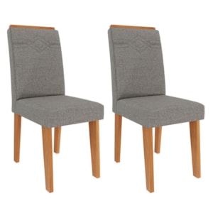 Kit 2 Cadeiras Estofadas 11058 Linho Cinamomo Grafite MOLCI