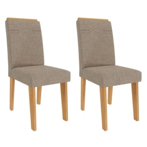 Kit 2 Cadeiras Estofadas 11058 Linho Nature Bege MOLCI