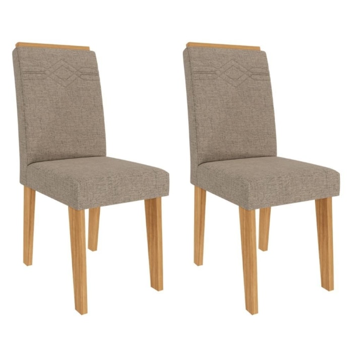 Kit 2 Cadeiras Estofadas 11058 Linho Nature Bege MOLCI