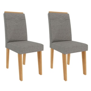 Kit 2 Cadeiras Estofadas 11058 Linho Nature Grafite MOLCI