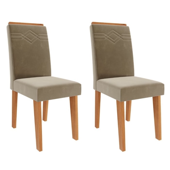 Kit 2 Cadeiras Estofadas 11058 Suede Cinamomo Joli MOLCI