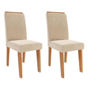 Kit 2 Cadeiras Estofadas 11058 Suede Cinamomo Nude MOLCI