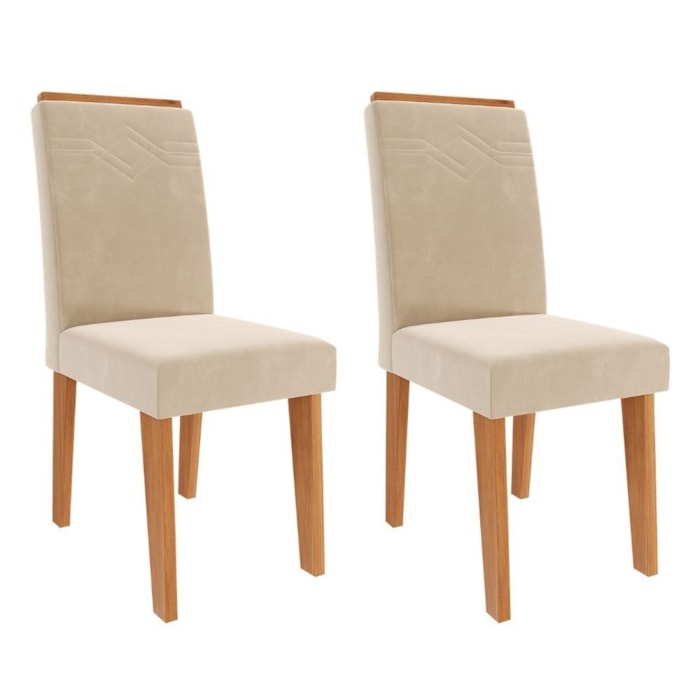 Kit 2 Cadeiras Estofadas 11058 Suede Cinamomo Nude MOLCI