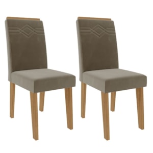Kit 2 Cadeiras Estofadas 11058 Suede Nature Joli MOLCI