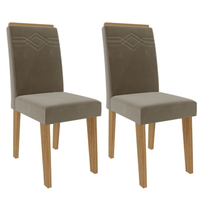 Kit 2 Cadeiras Estofadas 11058 Suede Nature Joli MOLCI