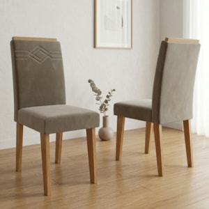 Kit 2 Cadeiras Estofadas 11058 Suede Nature Joli MOLCI