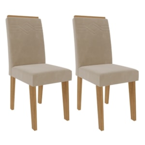 Kit 2 Cadeiras Estofadas 11058 Suede Nature Nude MOLCI