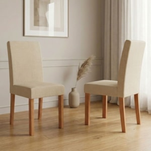 Kit 2 Cadeiras Estofadas 15167 Linho Cinamomo Gengibre MOLCI