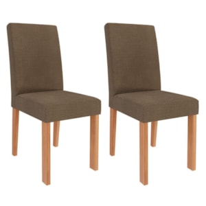 Kit 2 Cadeiras Estofadas 15167 Linho Cinamomo Mascavo MOLCI