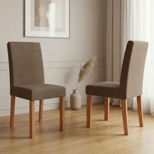 Kit 2 Cadeiras Estofadas 15167 Linho Cinamomo Mascavo MOLCI