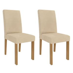 Kit 2 Cadeiras Estofadas 15167 Linho Nature Gengibre MOLCI