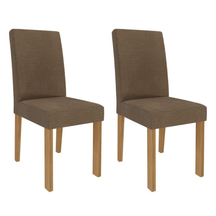 Kit 2 Cadeiras Estofadas 15167 Linho Nature Mascavo MOLCI