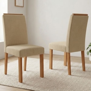 Kit 2 Cadeiras Estofadas 22142 Linho Cinamomo Gengibre MOLCI