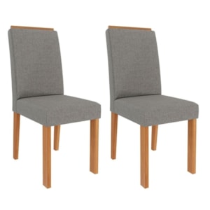 Kit 2 Cadeiras Estofadas 22142 Linho Cinamomo Grafite MOLCI