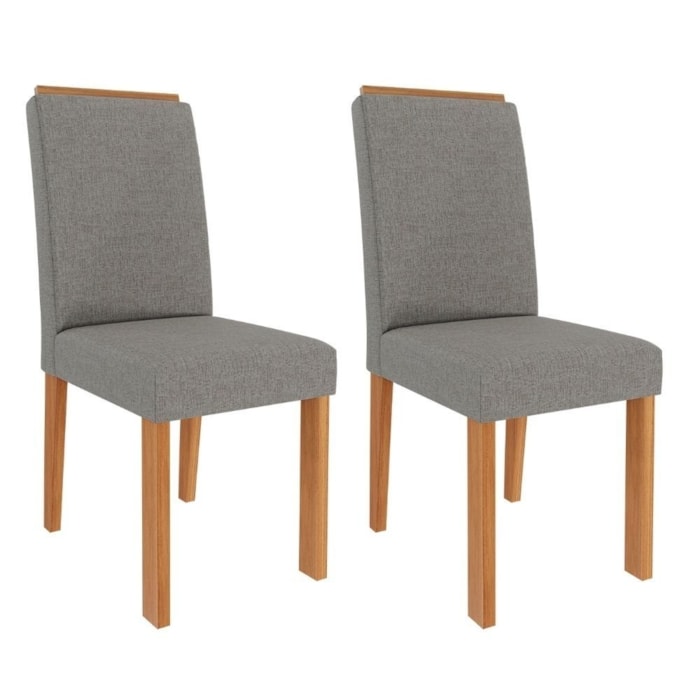 Kit 2 Cadeiras Estofadas 22142 Linho Cinamomo Grafite MOLCI