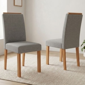 Kit 2 Cadeiras Estofadas 22142 Linho Cinamomo Grafite MOLCI