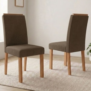 Kit 2 Cadeiras Estofadas 22142 Linho Cinamomo Mascavo MOLCI