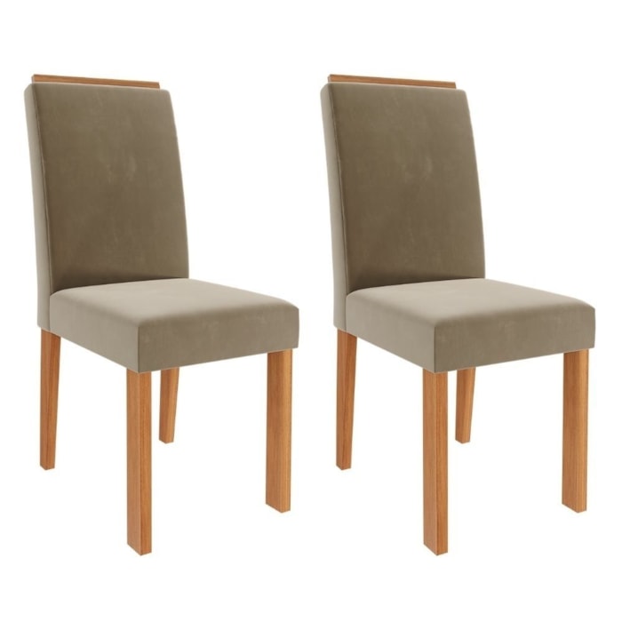 Kit 2 Cadeiras Estofadas 22142 Suede Cinamomo Joli MOLCI
