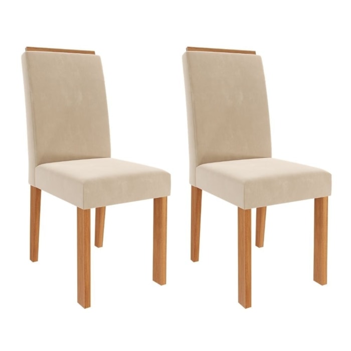 Kit 2 Cadeiras Estofadas 22142 Suede Cinamomo Nude MOLCI
