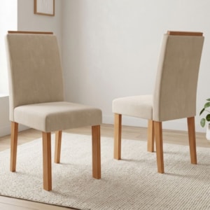 Kit 2 Cadeiras Estofadas 22142 Suede Cinamomo Nude MOLCI