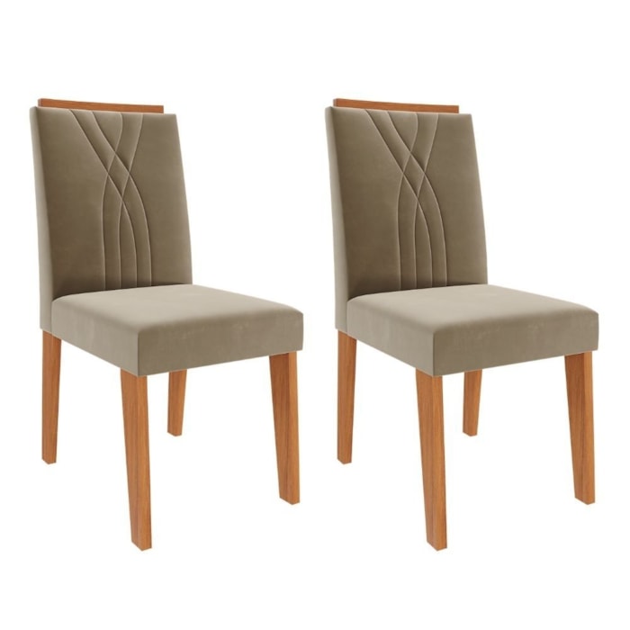 Kit 2 Cadeiras Estofadas 9582 Suede Cinamomo Joli MOLCI