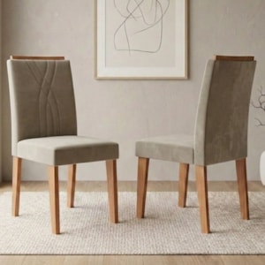 Kit 2 Cadeiras Estofadas 9582 Suede Cinamomo Joli MOLCI