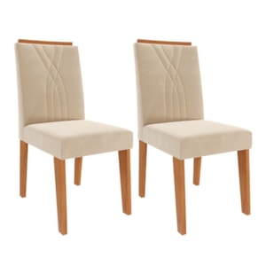 Kit 2 Cadeiras Estofadas 9582 Suede Cinamomo Nude MOLCI