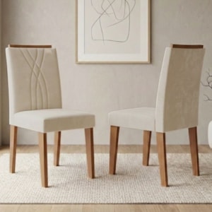 Kit 2 Cadeiras Estofadas 9582 Suede Cinamomo Nude MOLCI