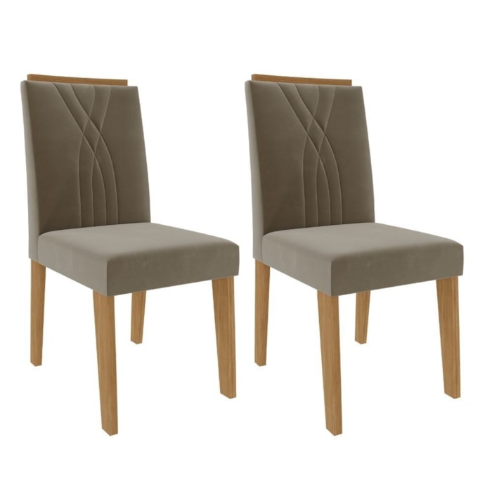 Kit 2 Cadeiras Estofadas 9582 Suede Nature Joli MOLCI