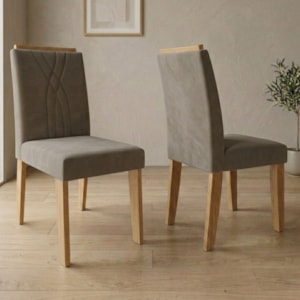 Kit 2 Cadeiras Estofadas 9582 Suede Nature Joli MOLCI