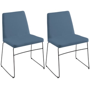 Kit 2 Cadeiras Estofadas Base Em Aço F41 Linho Azul Jeans Dmobiliario Kit 2 Cadeiras Estofadas Base Em Aço F41 Linho Azul Jeans Dmobiliario