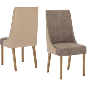 Kit 2 Cadeiras Estofadas Ivy Corano Bege Suede Cacao Henn Kit 2 Cadeiras Estofadas Ivy Corano Bege Suede Cacao Henn