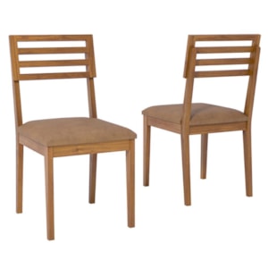 Kit 2 Cadeiras Estofadas Madeira Maciça 22153 Corino Kaki ORNAR